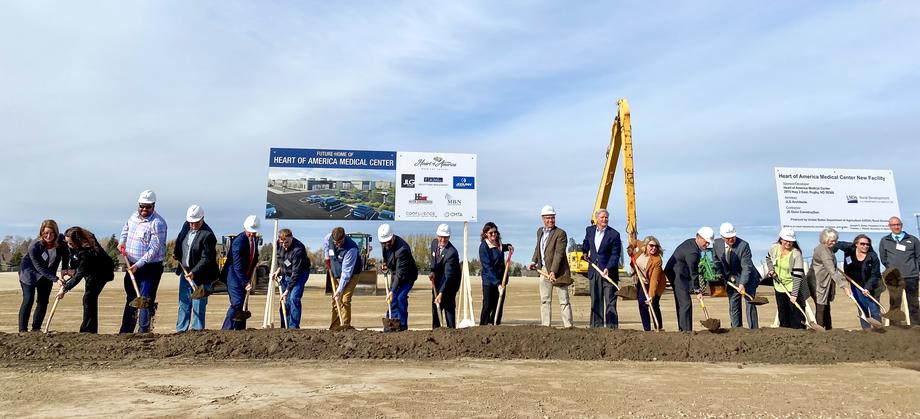 November 2022 - Senator Hoeven helps break ground at the new Heart of America hospital, clinic and long-term care facility in Rugby.