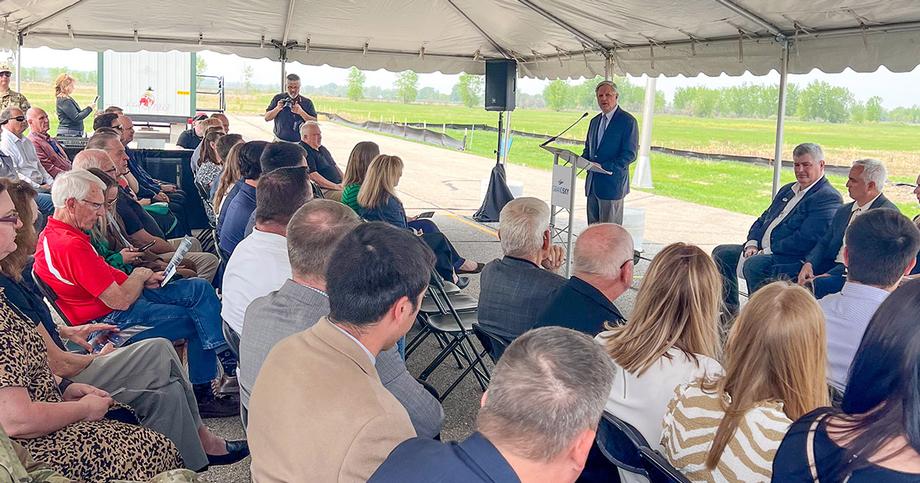 May 2023 - Senator Hoeven joins leaders from Grand Sky in announcing the purchase of a new system to facilitate real-time collection of weather data to support UAS flights.