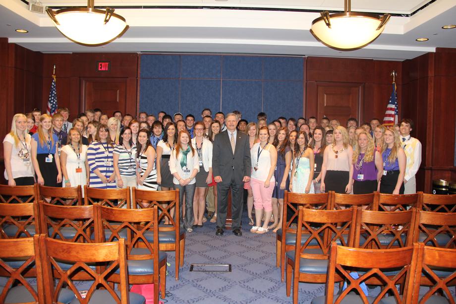 North Dakota Students-April, 2013- Senator Hoeven speaks to North Dakota students in town to learn about government as part of the Close Up program. 