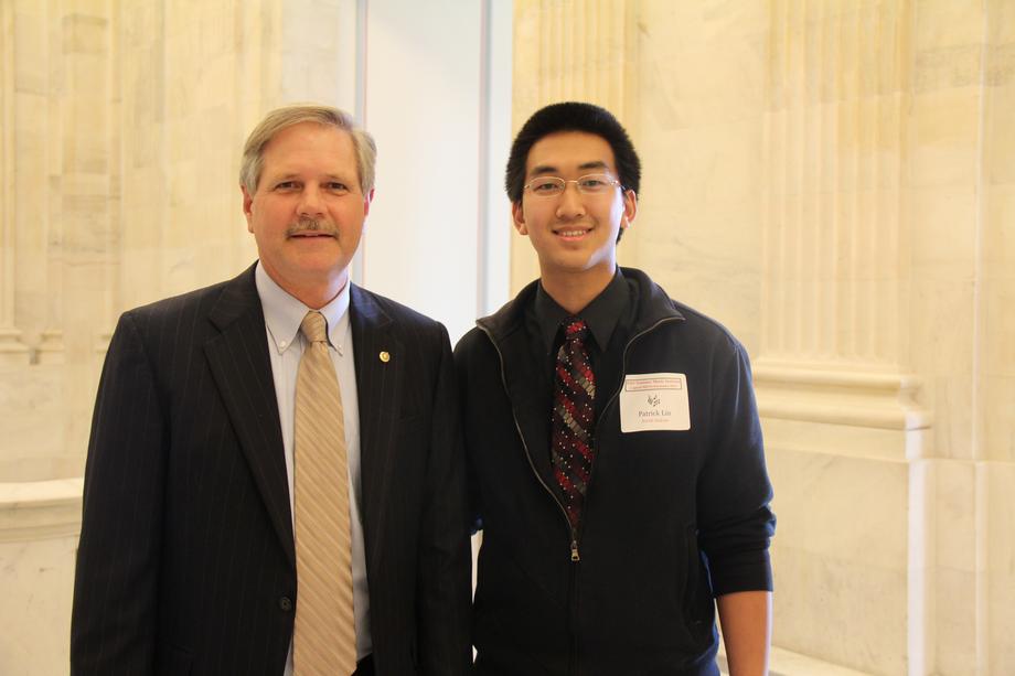 Patrick Lin-July 2013- Senator Hoeven meets with violinist Patrick Lin of Fargo who is in DC for the National Symphony Orchestra's Summer Music Institute.
