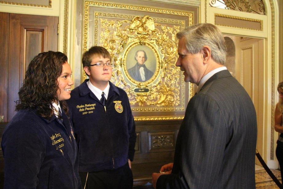 North Dakota FFA State Officers-July 2013- Senator Hoeven meets with North Dakota State Officers of the Future Farmers of America. 