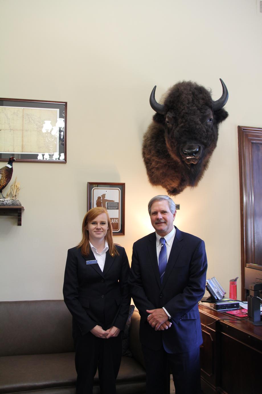 Senate Page Kelcee Schadler-July 2014 - Senator Hoeven visits with Kelcee Schadler, a North Dakotan he nominated to be a page for the U.S. Senate.