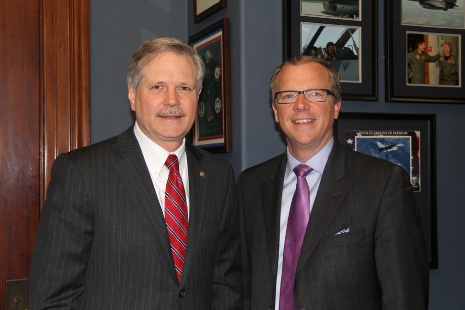 Canadian Premier Wall-March, 2013- Senator Hoeven meets with Saskatchewan Premier Brad Wall to discuss forecasting and preparation efforts to prevent possible spring flooding in the Souris River Basin. 