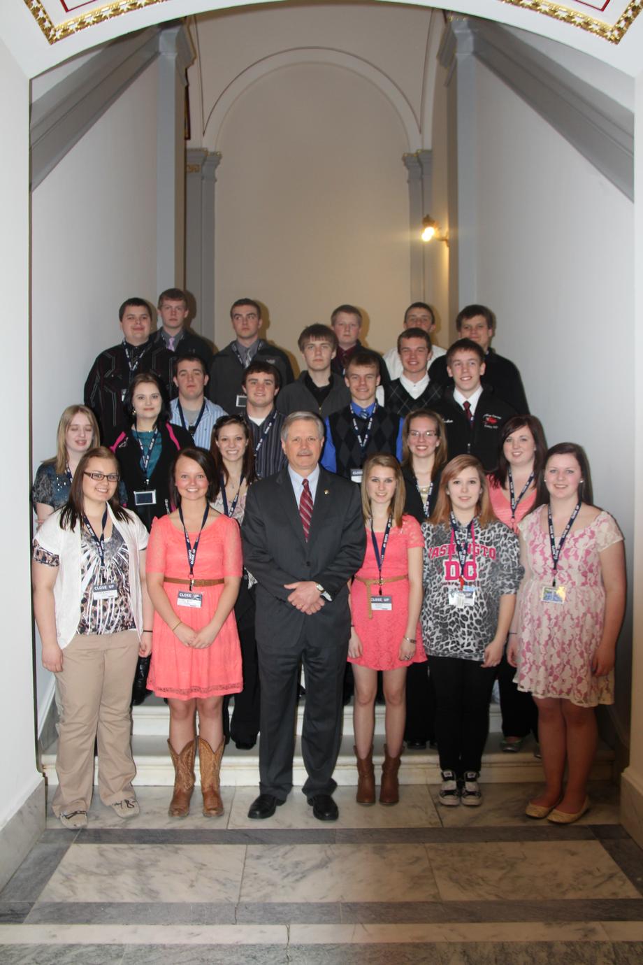 Dakota Prairie High School-March, 2013- Senator Hoeven meets with students from Dakota Prairie High School, who visited the nation's capital to participate in the Close Up program. 