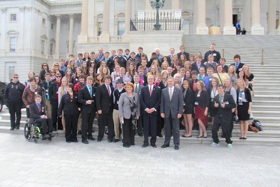 North Dakota Students-March, 2013- Senators Hoeven and Heitkamp and Congressman Cramer meet with North Dakota students on the Capitol steps. 
