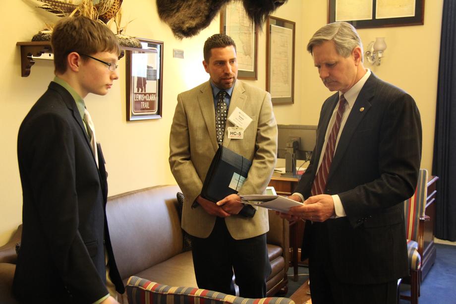 Tourette Syndrome Association-March, 2013- Senator Hoeven meets with Marshall and Russell Ziegler, North Dakotans representing the National Tourette Syndrome Association. 
