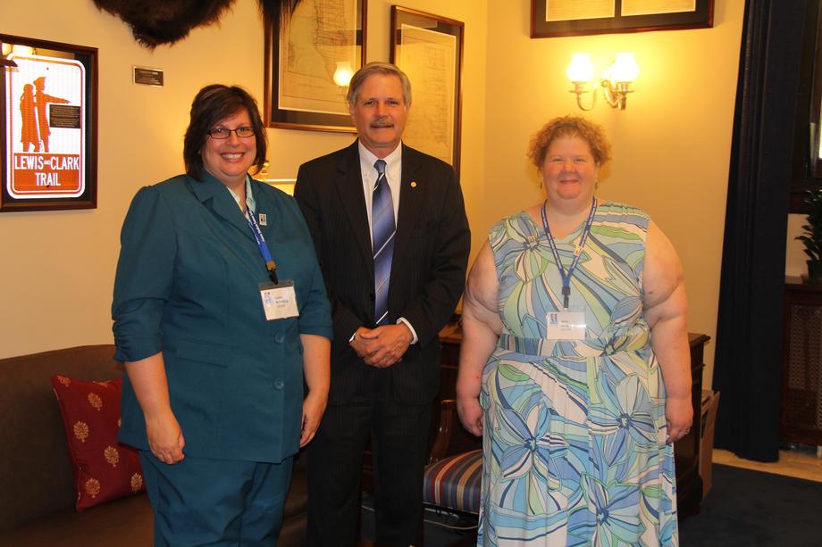 North Dakota James Madison Fellows-July, 2012- Senator Hoeven meets with North Dakota teachers and James Madison Fellows Susan Reinhiller and Sara Banyia who are joining history teachers from across the country at a four-week program to study the Constitution.
