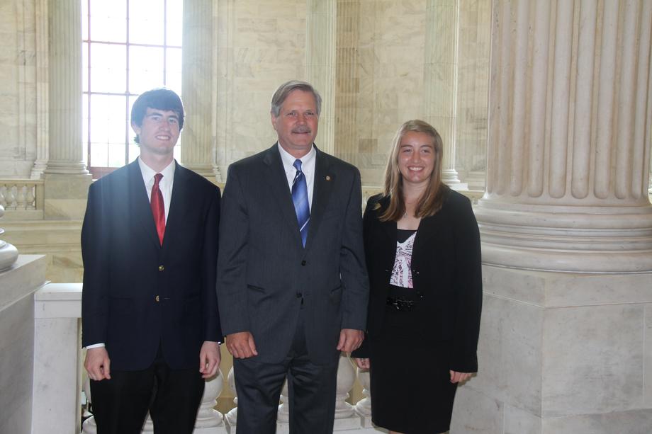 ND National Youth Science Camps Reps-July, 2012- Senator Hoeven meets with Maria Goerger and Connor Bowley, North Dakota's representatives at the National Youth Science Camp. 