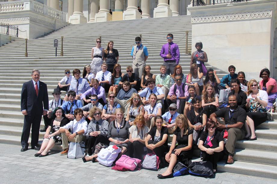 ND Close Up Students-June 2012- Senator Hoeven welcomes students from Grand Forks and Minot Air Force Bases to the Capitol. The students were in town as part of the Close Up program.