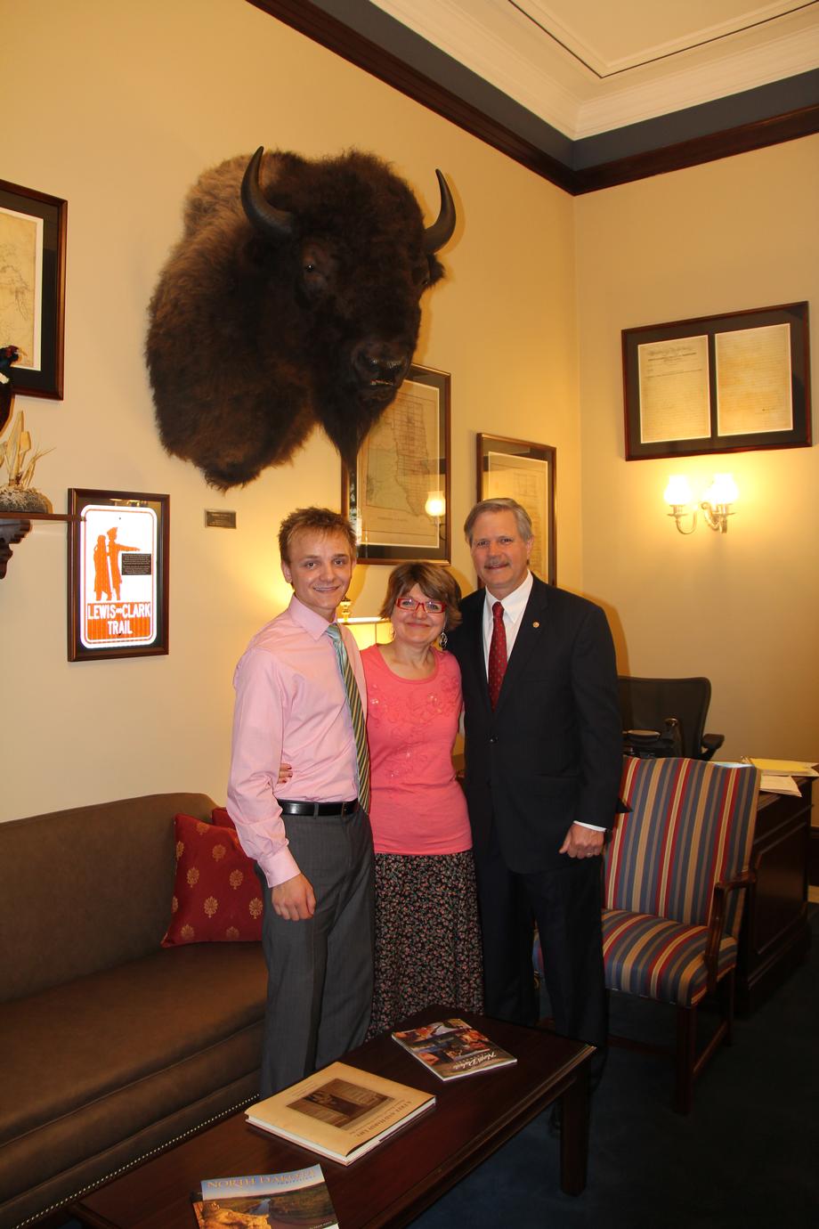 Poetry Out Loud North Dakota State Champion-May 2012- Senator Hoeven meets with Minot High School student Stephen Gasser and his mother. Stephen was named the North Dakota State Champion in the Poetry Out Loud contest. 