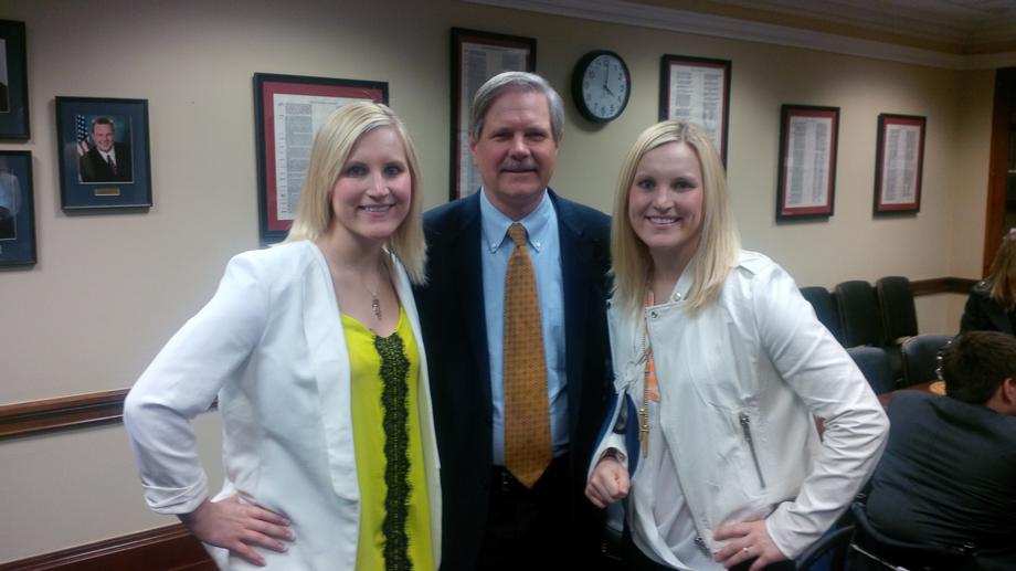 North Dakota Olympians-April 2014- Senator Hoeven congratulates North Dakotans Monique and Jocelyne Lamoureux on their performance at the 2014 Winter Olympics. 