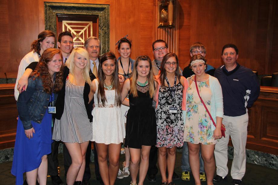 Jamestown High School-April 2014- Senator Hoeven meets with students from Jamestown High School, who are in Washington as part of the Close Up program. 