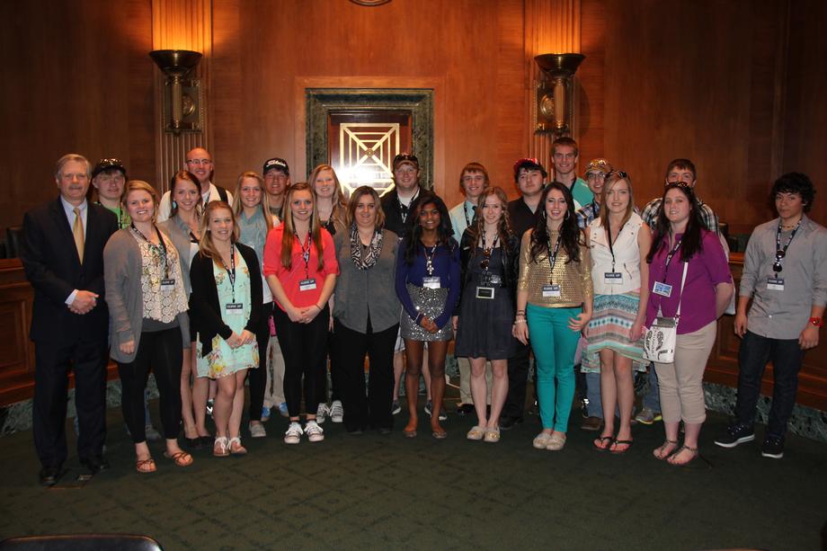 Grand Forks Central High School-April 2014- Senator Hoeven meets with students from Grand Forks Central High School during their Close Up tour of the nation's capitol. 