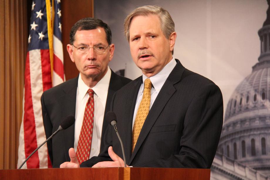 Energy Security Act Press Conference-April 2014- Senator Hoeven speaks at a press conference to call for a vote on his Energy Security Act legislation to create jobs and economic growth. 
