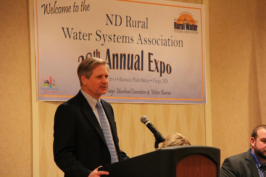 ND Rural Water Systems Association Annual Expo-February 2014- Senator Hoeven speaks at the 28th Annual Rural Water Expo and stresses the need to pass the Water Resources Development Act (WRDA) and to protect states’ water rights. 