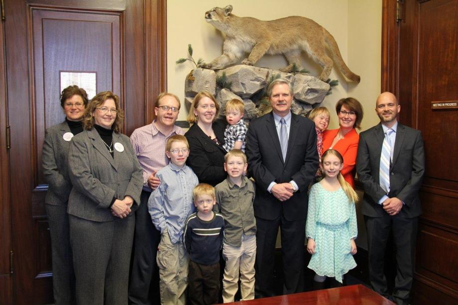 National Down Syndrome Society-February 2014- Senator Hoeven meets with North Dakota families visiting Washington with the National Down Syndrome Society. 
