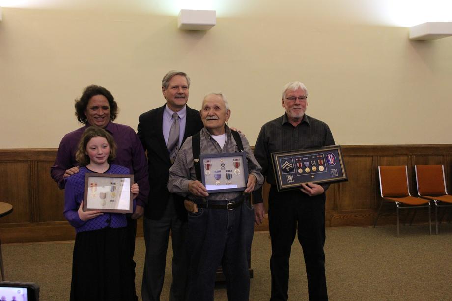 Military Medal Presentation-November 2014 - Senator Hoeven presents military awards earned by three North Dakota veterans.