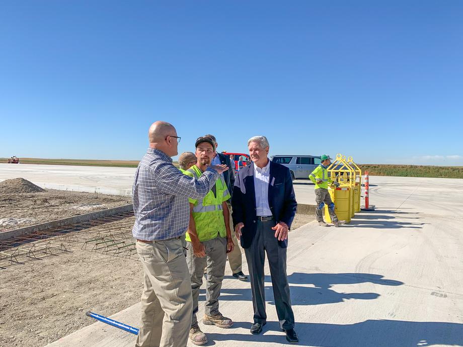 August 2022 - Senator Hoeven helps kick off the airport’s Terminal Development Project at the Dickinson Theodore Roosevelt Airport.