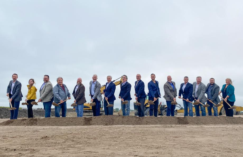 August 2022 - Senator Hoeven helps break ground on the new Soybean Crushing Plant near Casselton.