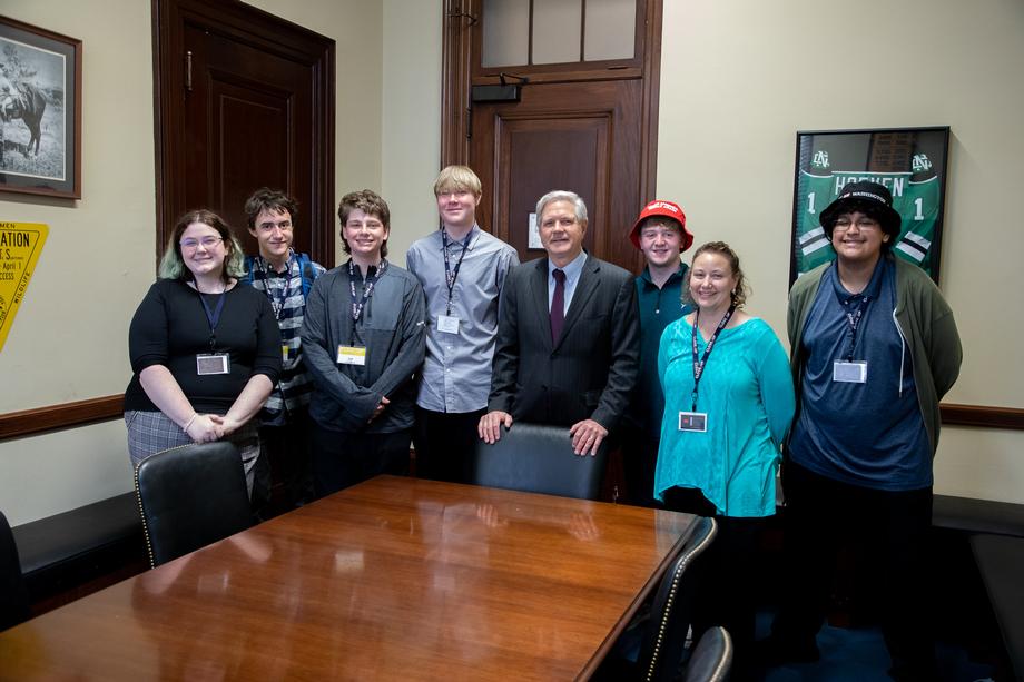 April 2022 - Senator Hoeven meets students from West Fargo while they're visiting Washington, D.C.