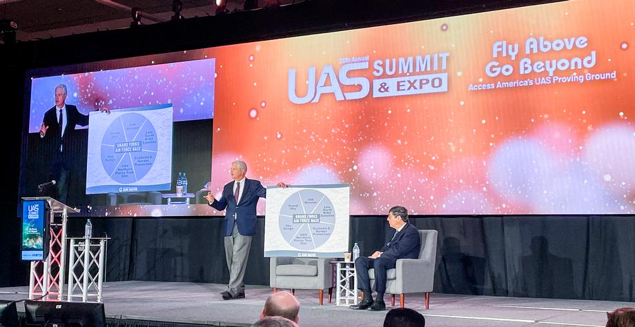 October 2022 – Senator Hoeven is joined by Dr. Scolese, Director of the National Reconnaissance Office to address the UAS Summit & Expo in Grand Forks.