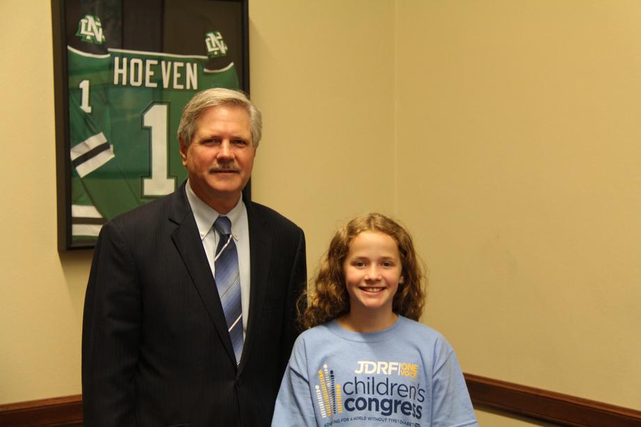 Advocating for Diabetes -July 2015 - Hoeven meets Annelise of Bismarck who is working toward a cure for Type 1 diabetes.