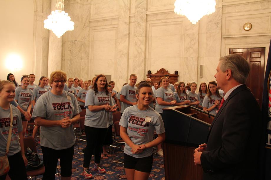 FCCLA-July 2015 - Senator Hoeven visits with North Dakotan students who are in DC to participate in FCCLA's National Leadership Conference