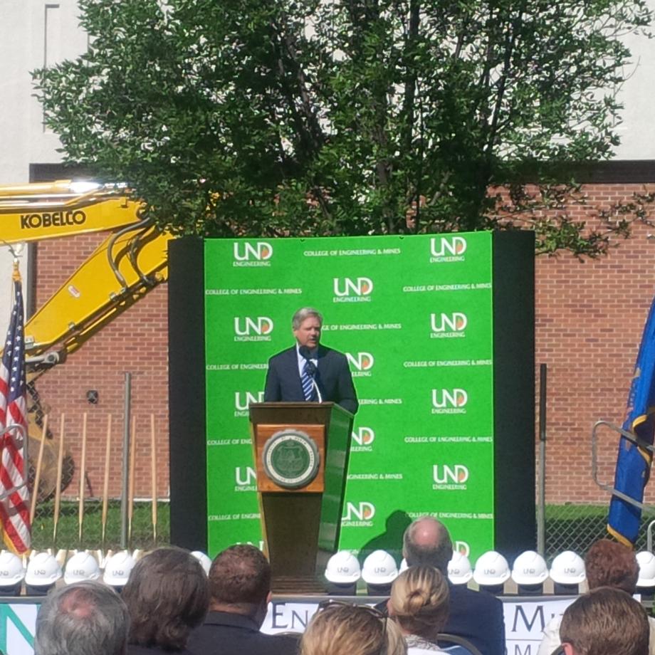 Groundbreaking for UND's Collaborative Energy Complex-July 2015 - Senator Hoeven speaks at the groundbreaking for the Collaborative Energy Complex at UND's Petroleum Engineering School