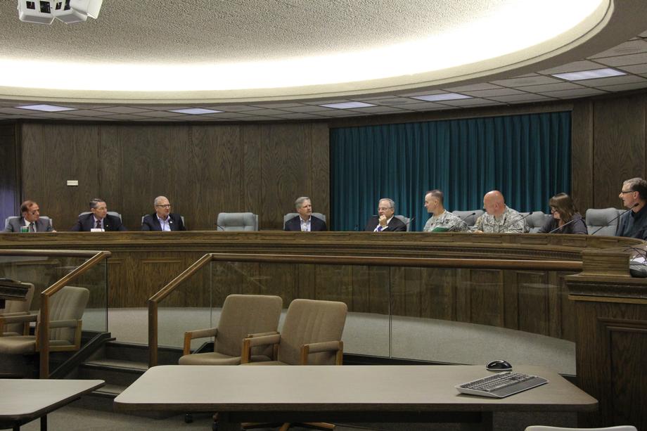 Minot Army Corps Meeting-July 2015 - Hoeven presses Maj. Gen. Michael C. Wehr, Commander for the Mississippi Valley Division of the U.S. Army Corps of Engineers, to work with local leaders to move forward in a timely manner on comprehensive flood protection for the Mouse/Souris River Valley