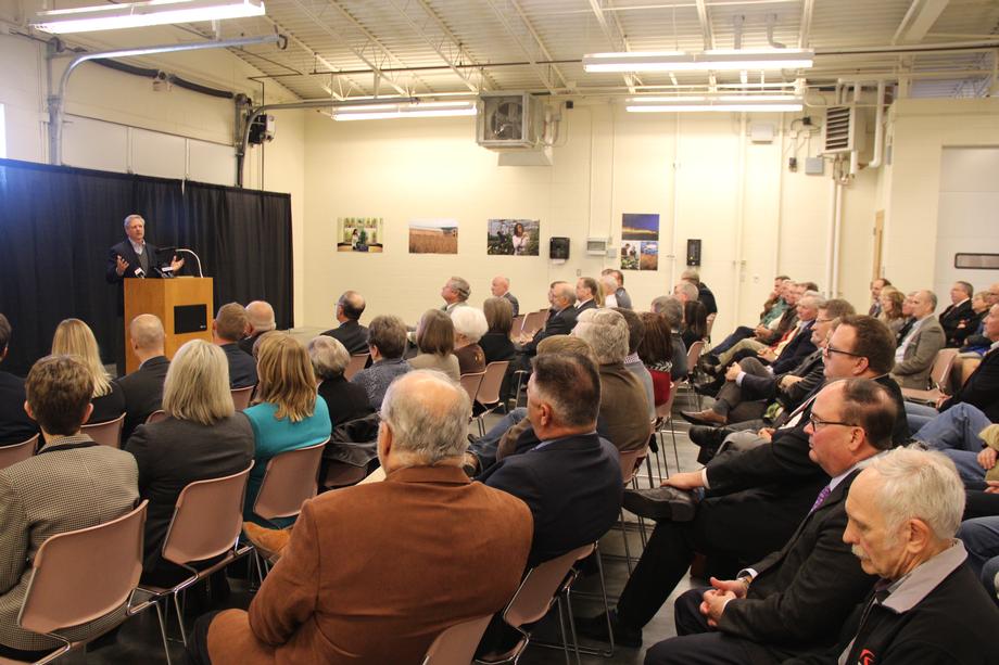 North Dakota Agriculture Experiment Station Research Greenhouse Complex at NDSU-November 2015 - Senator Hoeven joins state, local and university leaders in dedicating the North Dakota Agriculture Experiment Station Research Greenhouse Complex, a $33.5 million state-of-the-art facility at North Dakota State University (NDSU) that provides enhanced education and advanced research in plant breeding, genetics, horticulture, entomology, plant pathology, plant nutrition and associated disciplines.