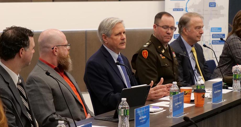 January 2022 - Senator Hoeven holds a roundtable in Fargo to discuss the recently-announced $437 million award he worked to secure for flood protection in the region.