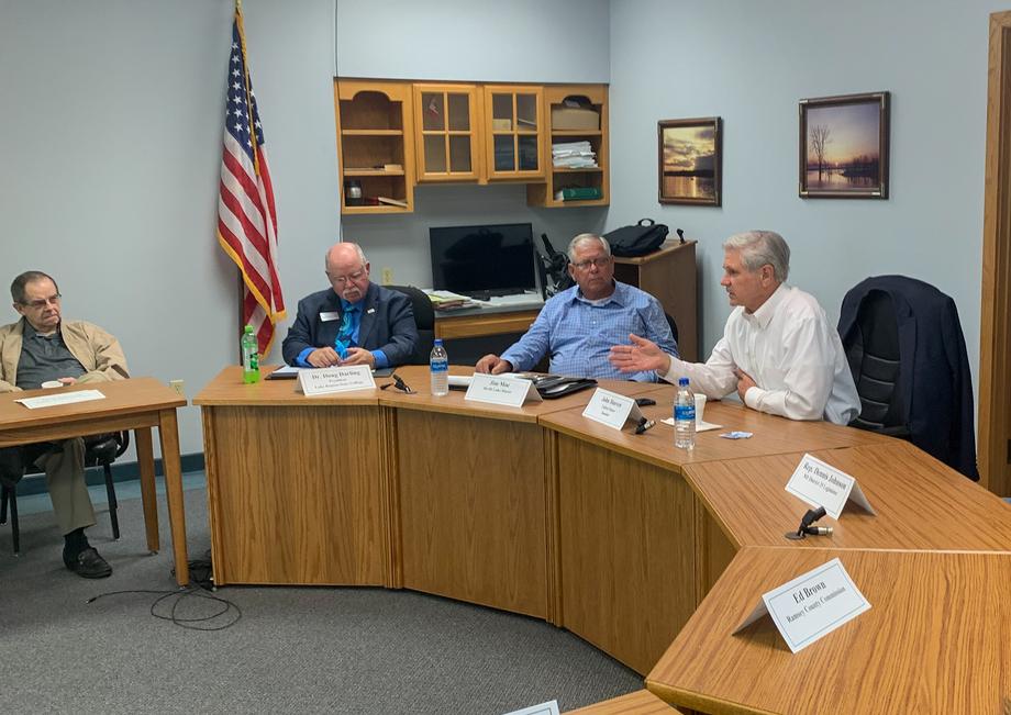 June 2022 - Senator Hoeven holds a roundtable discussion in Devils Lake with local leadership and the Chamber of Commerse.