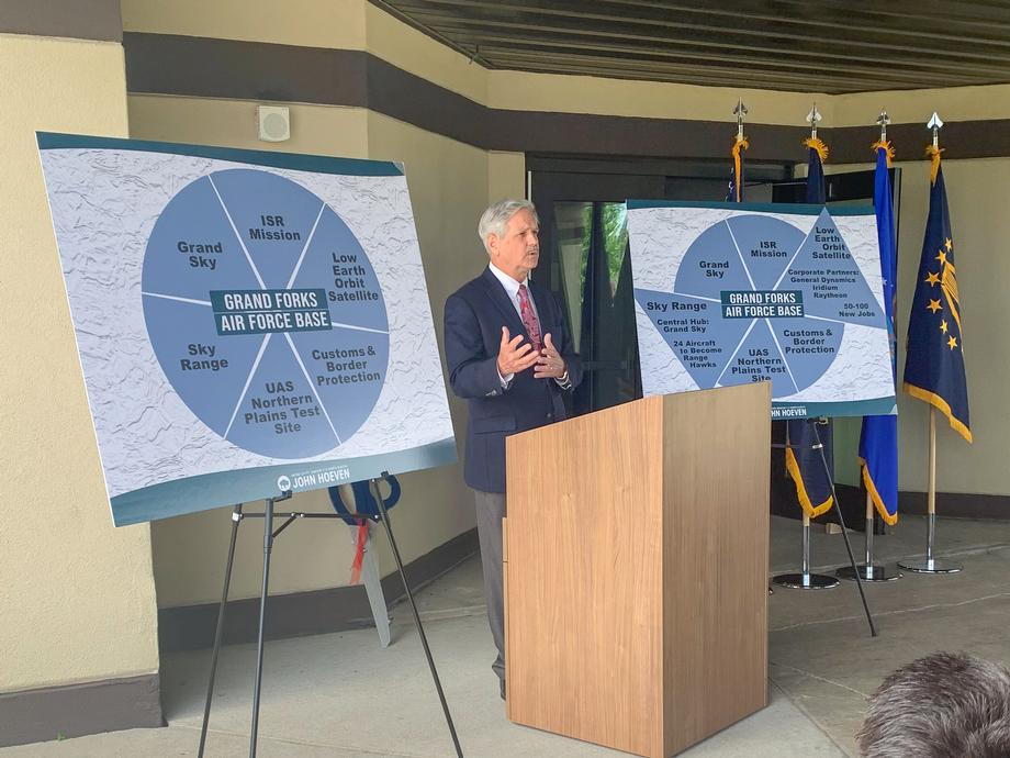 June 2022 - Senator Hoeven highlights how new partnerships at the Grand Forks Air Force Base and Grand Sky have transformed the role the region plays in the nation’s defense.