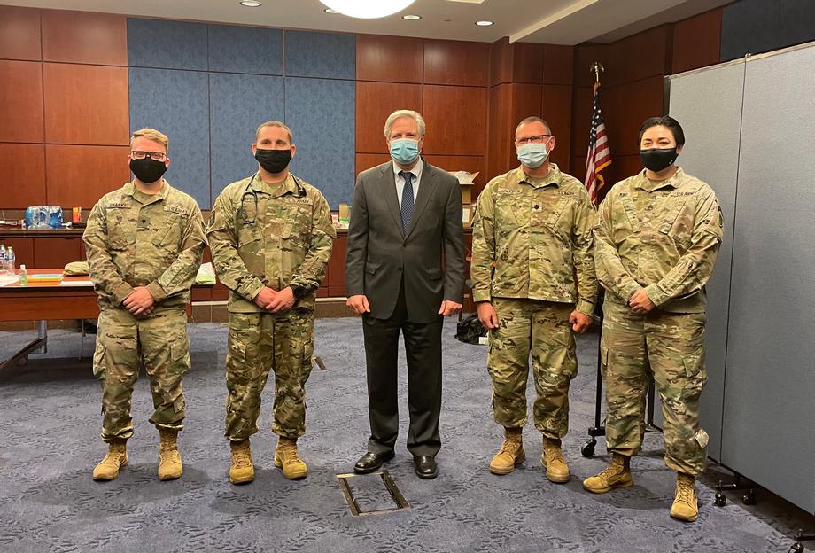 March 2021 - Senator Hoeven meets with North Dakota members of the National Guard stationed in Washington, D.C.