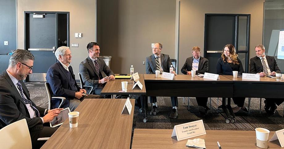 March 2023 - Senator Hoeven holds a meeting with leaders from the Grand Forks community, the University of North Dakota (UND), and the area’s unmanned aerial systems (UAS) industry.