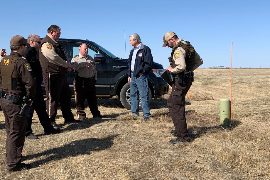 April 2021 - Senator Hoeven reviews operations along the northern border with local law enforcement officials.