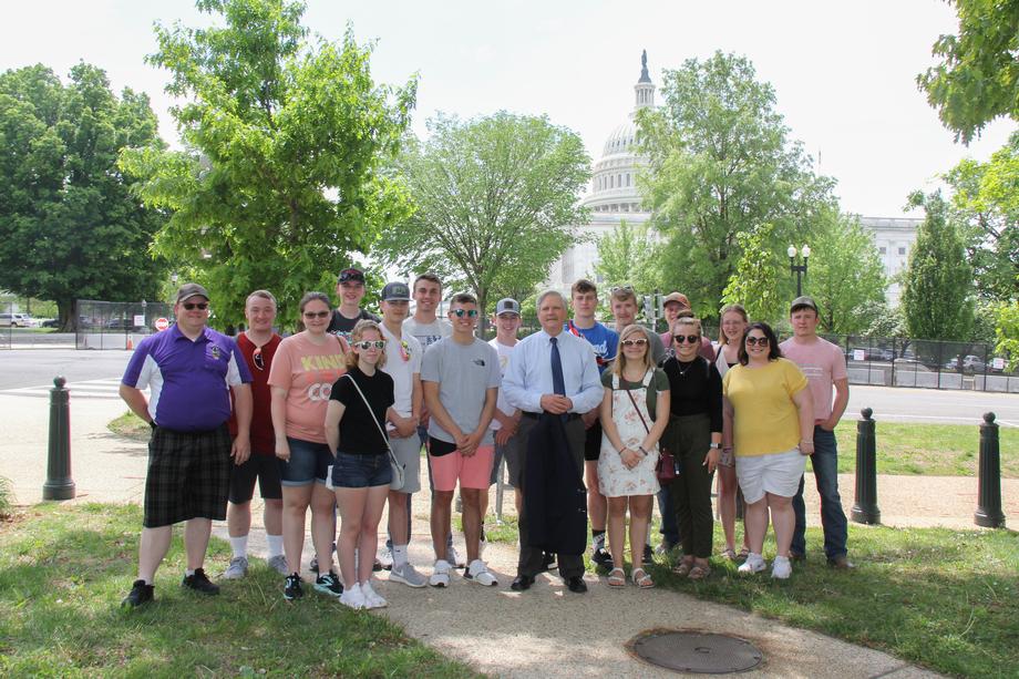 April 2021 - Senator Hoeven visits with Strasburg students visiting Washington, D.C.