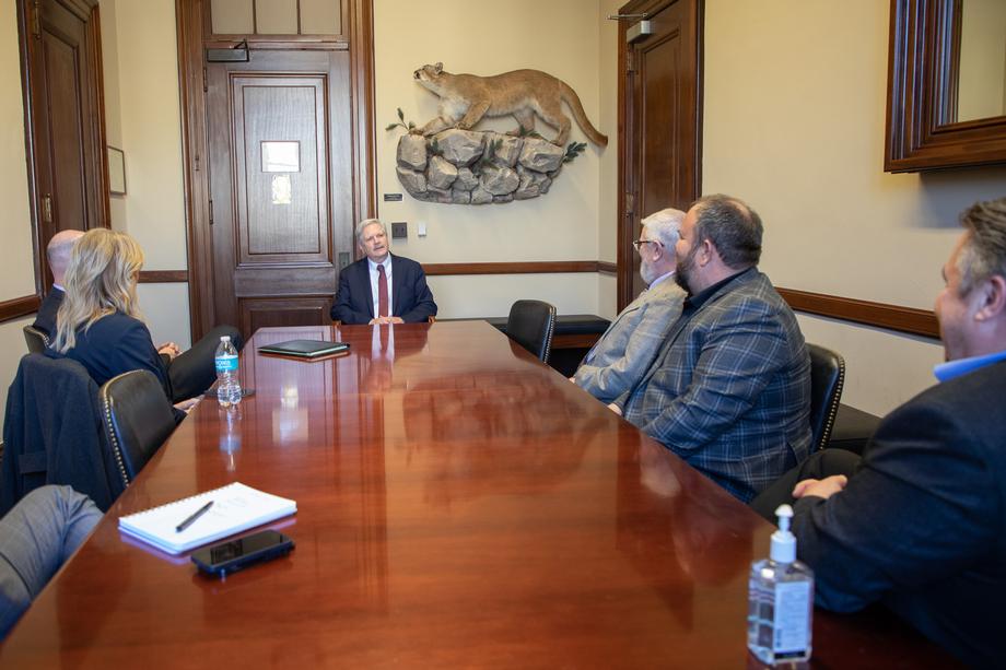 February 2023 – Senator Hoeven receives an update from ND county officials on issues across the state and priorities for the upcoming farm bill.